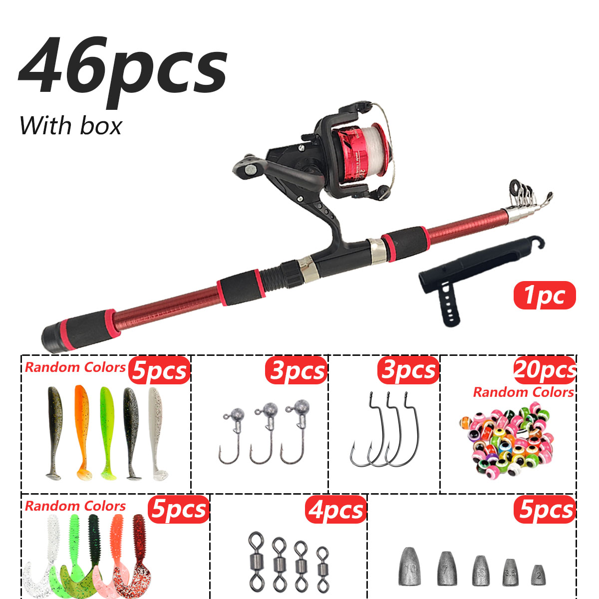 46Pcs Telescopic Fishing Rod R - Fishing Rod Combo recension och pris