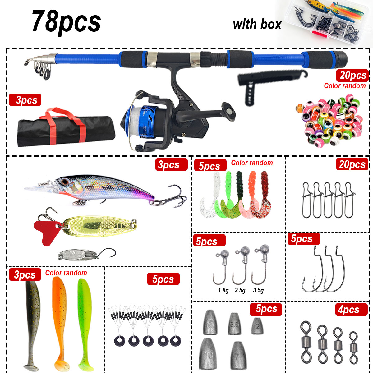 46Pcs Telescopic Fishing Rod R - Fishing Rod Combo recension och pris