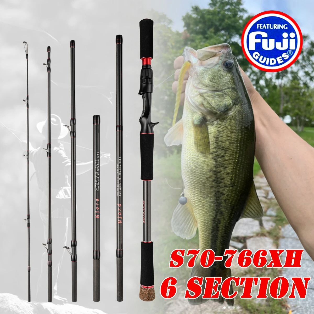 Fishing Rod 6 Section Casting  - Fishing Rod Carbon Fiber recension och pris